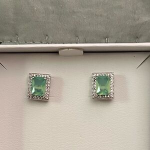 Jade Earrings - Jade Emerald Cut Stud Earrings